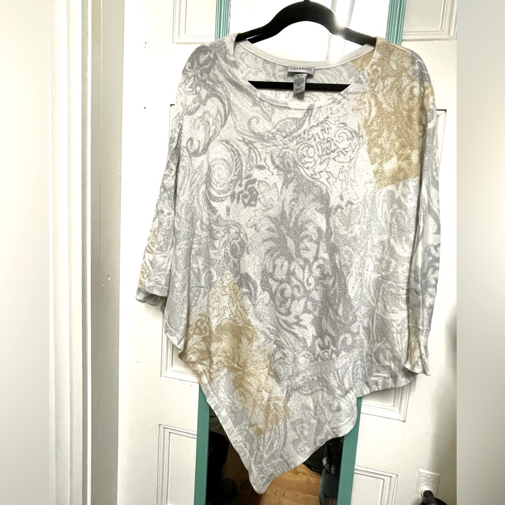 NWT Catherines 0X-1X Metallic Poncho Sweater